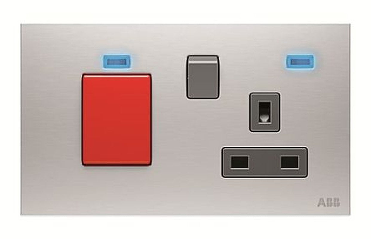 ABB Light Grey 1 Gang Plug Socket, 13A Outdoor, BS