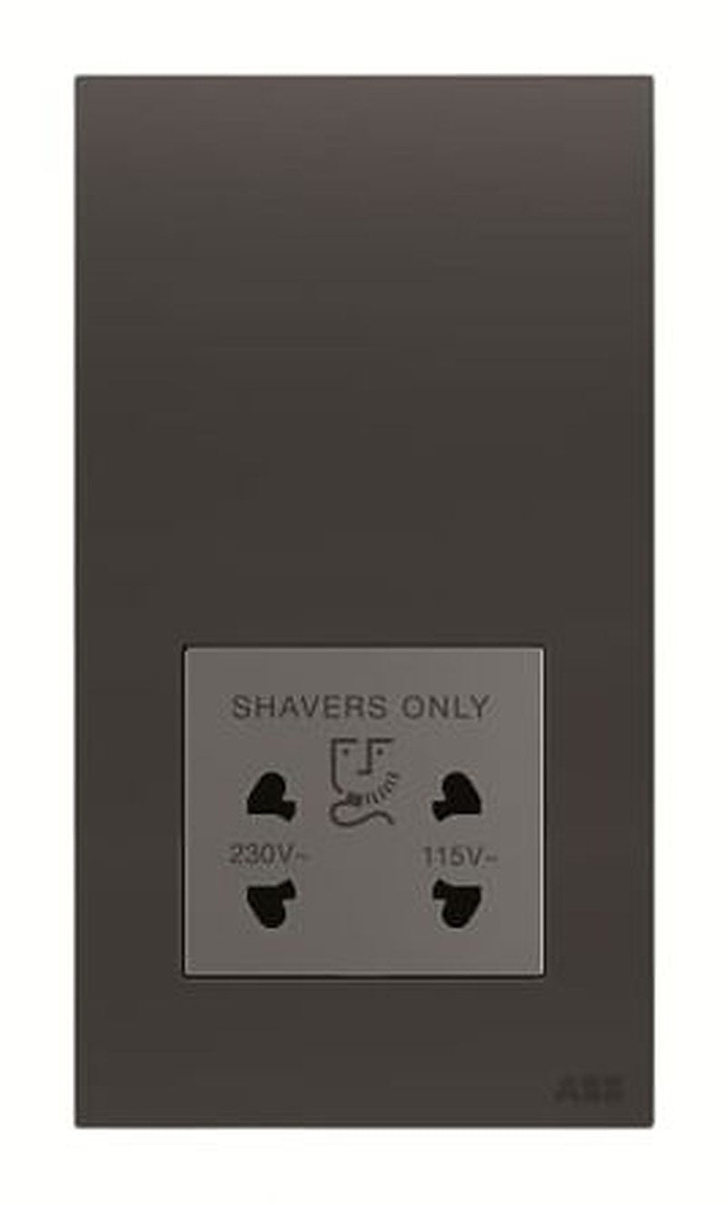 ABB AMPLIMITE 0.50 Black 2 Gang Shaver Socket, 20A, Single Socket