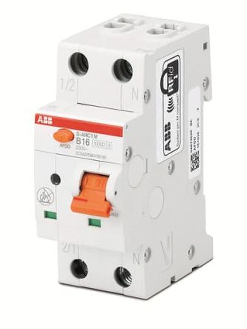 ABB Residual Current Circuit Breaker with Overload Protection, 32A Current Rating, 2-Pole, Type C, AFDD+MCB Range,