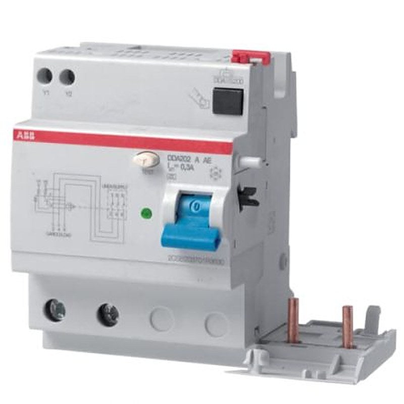 ABB DDA200 Series Residual Current Device, 63A, 2-Pole, 30 mA, Type A, 0.03 A 400V ac