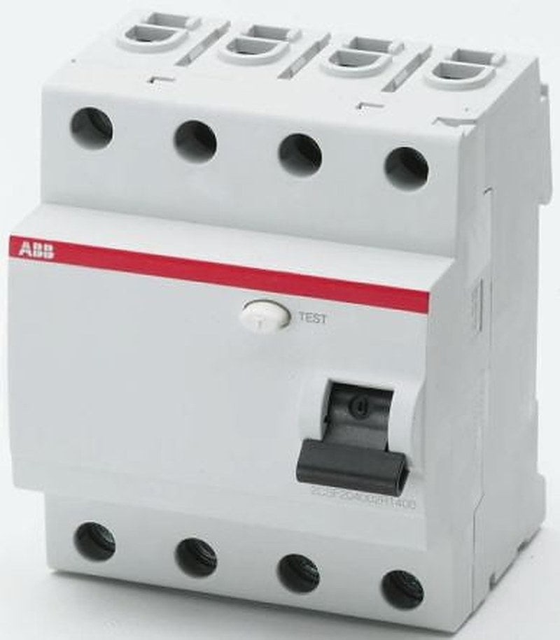 ABB FH200 Series Residual Current Circuit Breaker, 25A, 4-Pole, 30 mA, Type AC, 0.03 A 400V ac