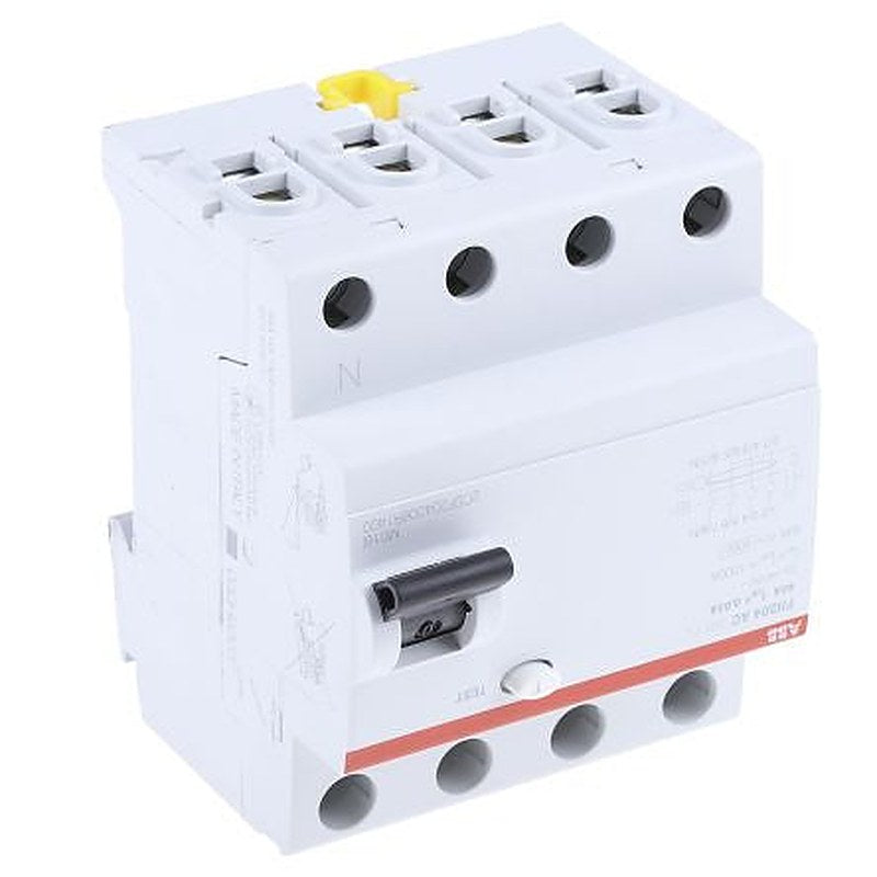 ABB FH200 Series Residual Current Circuit Breaker, 40A, 4-Pole, 30 mA, Type AC, 0.03 A 400V ac