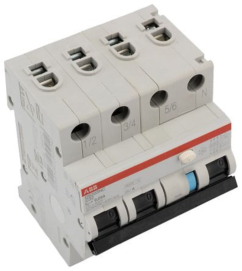 ABB Residual Current Circuit Breaker with Overload Protection, 32A Current Rating, 4-Pole, 30 mA Trip Sensitivity, Type