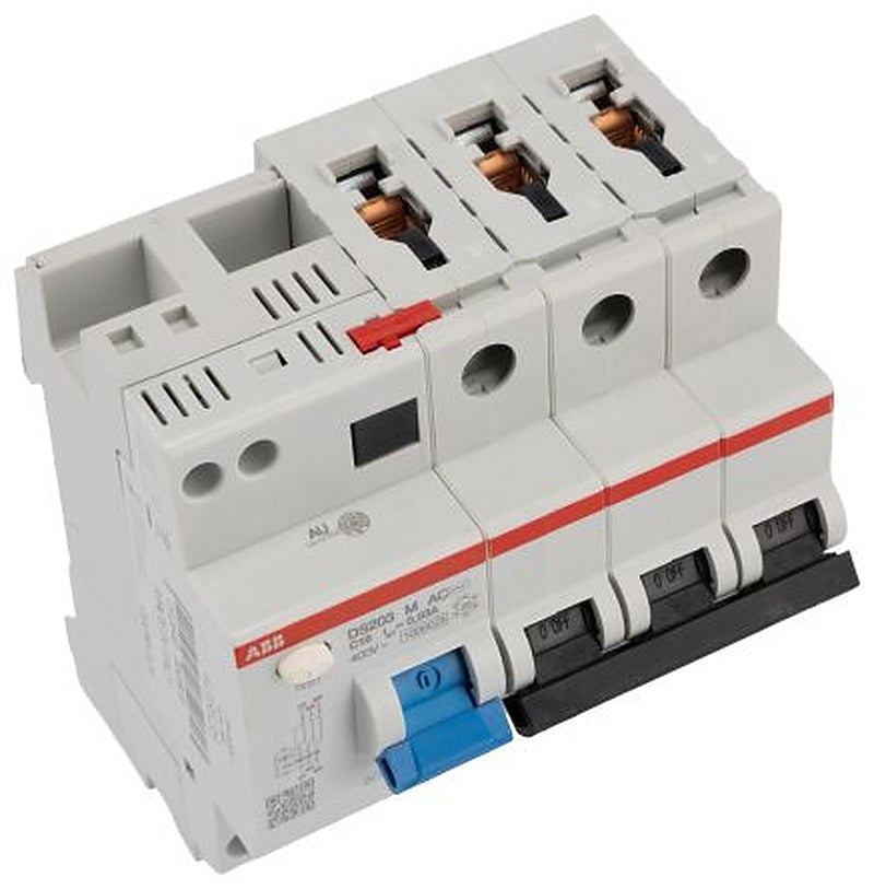 ABB Residual Current Circuit Breaker with Overload Protection, 16A Current Rating, 3-Pole, 30 mA Trip Sensitivity, Type