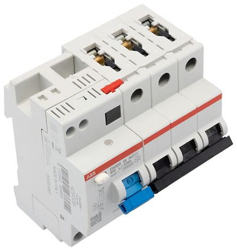 ABB Residual Current Circuit Breaker with Overload Protection, 32A Current Rating, 3-Pole, 30 mA Trip Sensitivity, Type