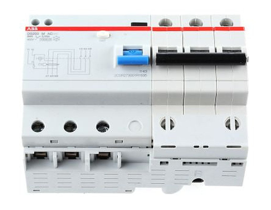 ABB Residual Current Circuit Breaker with Overload Protection, 63A Current Rating, 3-Pole, 30 mA Trip Sensitivity, Type