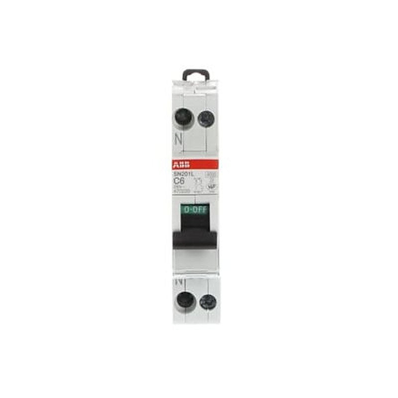 ABB SN201 Miniature Circuit Breaker, 1-Pole, 6A, Type C, 230V ac AC, 4.5 kA Breaking Capacity