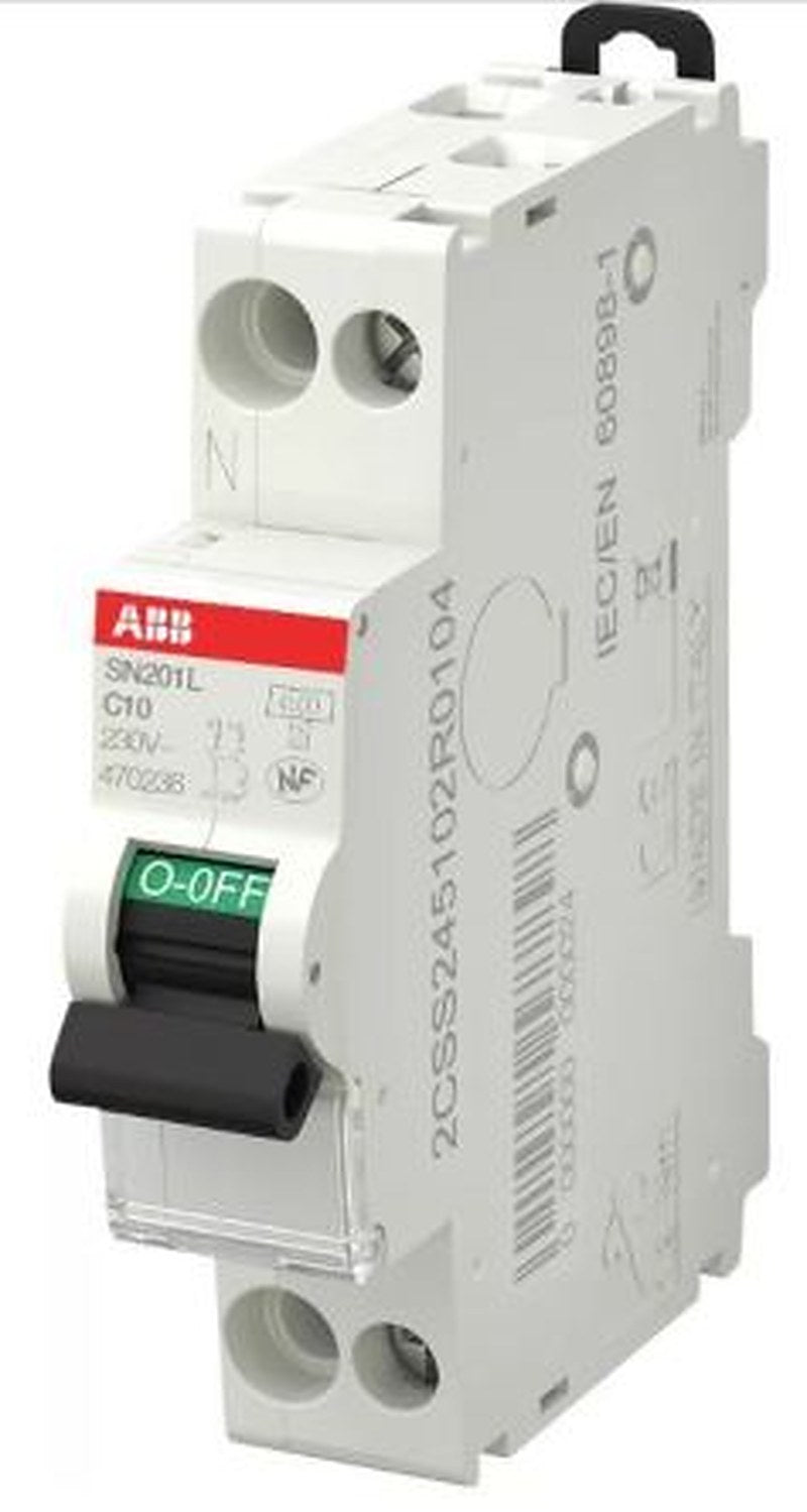 ABB SN201 SN201 Miniature Circuit Breaker, 1-Pole, 10A, Type C, 230V ac AC, 4.5 kA Breaking Capacity