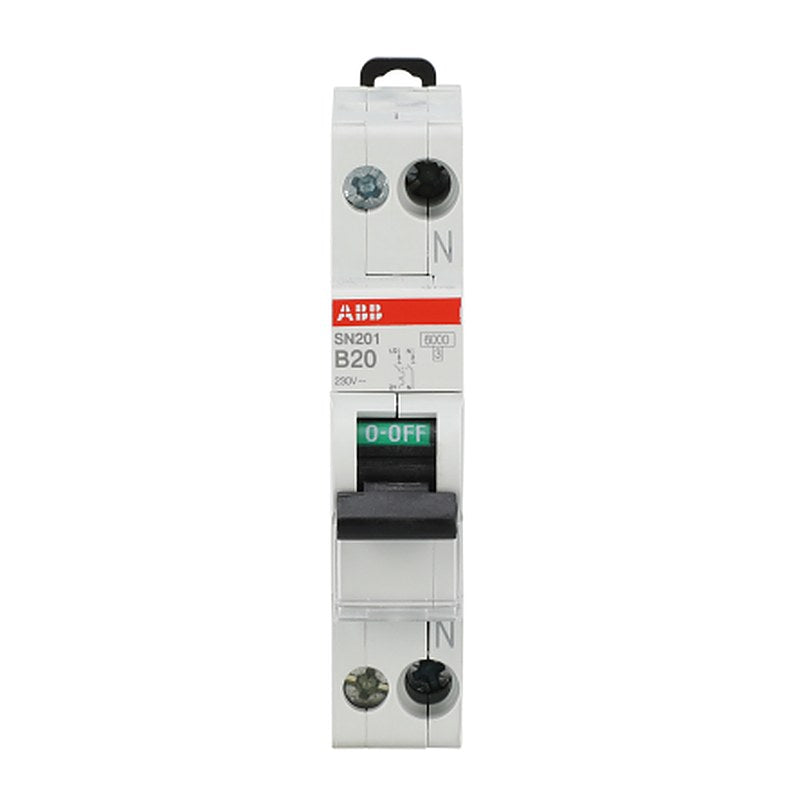 ABB SN201 Miniature Circuit Breaker, 1-Pole, 20A, Type B, 400V ac AC, 6 kA Breaking Capacity
