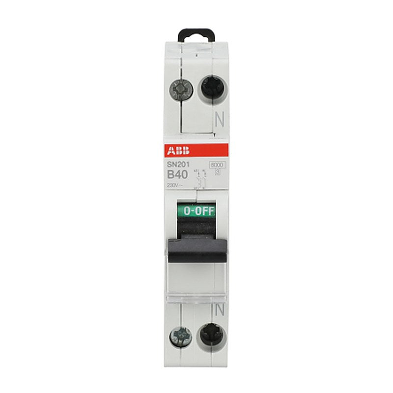 ABB SN201 Miniature Circuit Breaker, 1-Pole, 40A, Type B, 400V ac AC, 6 kA Breaking Capacity