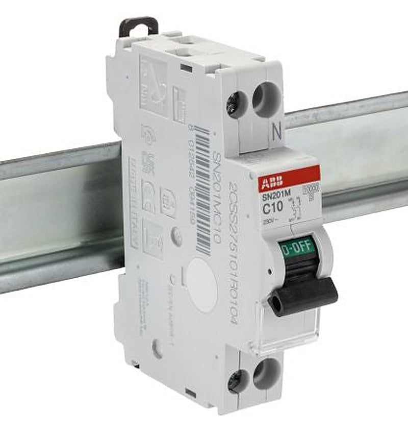 ABB MCB SN200 SN201 Miniature Circuit Breaker, 1-Pole, 10A, Type C, 230V ac AC, 10 kA Breaking Capacity