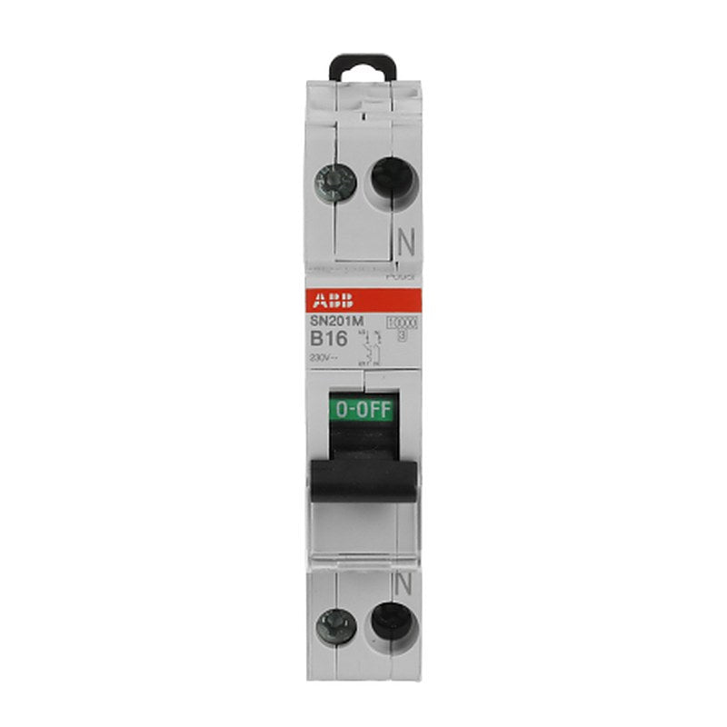ABB SN201 Miniature Circuit Breaker, 1-Pole, 16A, Type B, 400V ac AC, 10 kA Breaking Capacity