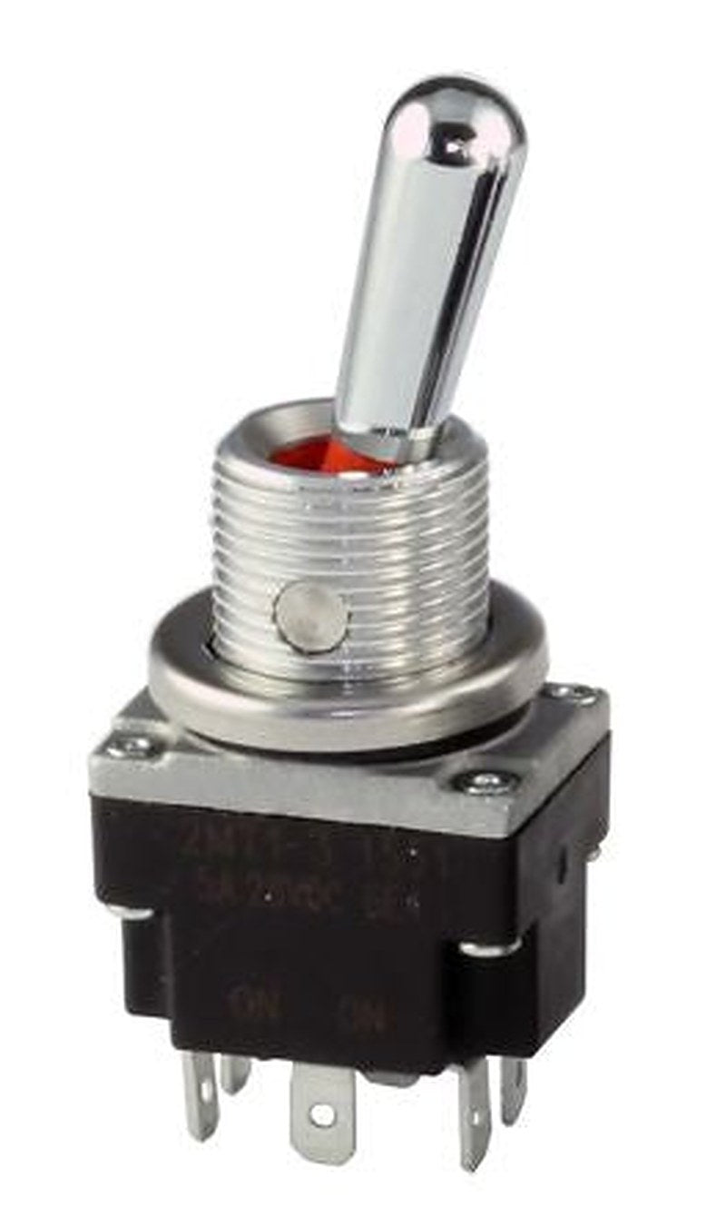 Honeywell Toggle Switch, Panel Mount, On-Off-On, DPDT, Solder Terminal, 28 V dc, 28 V ac