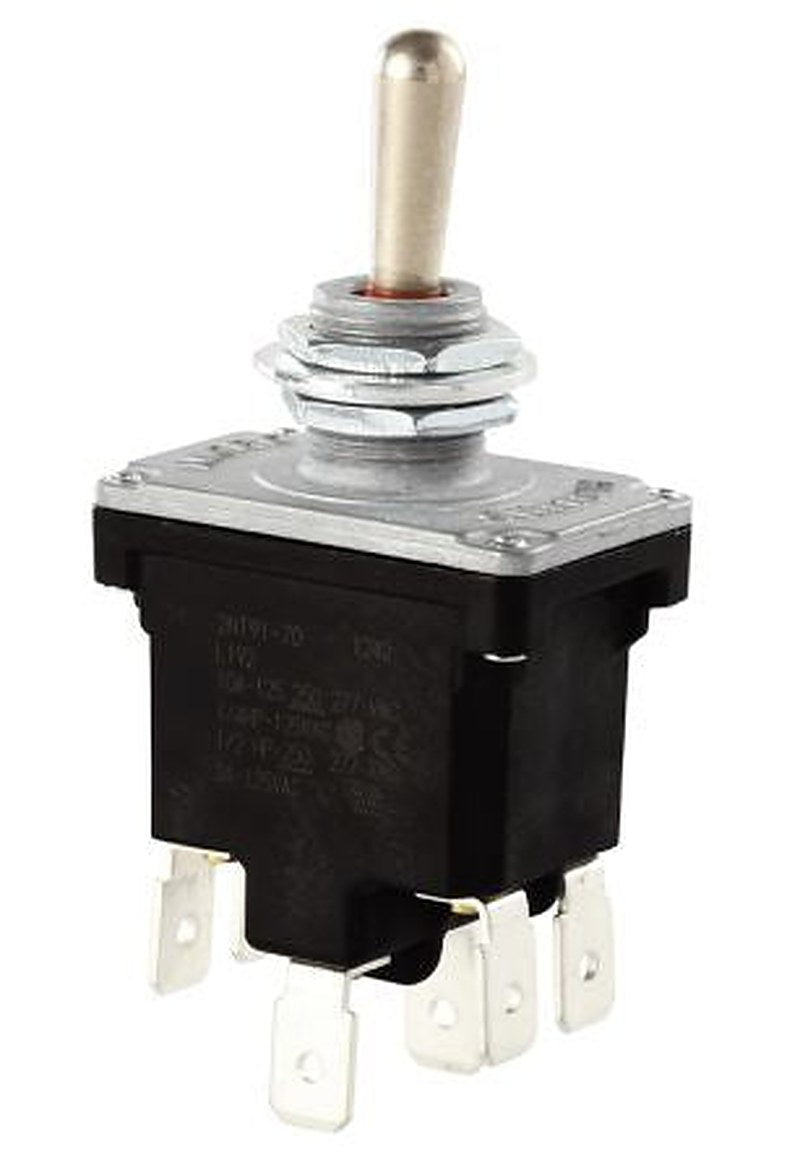 Honeywell Toggle Switch, Bushing Mount, On-Off-On, DPDT, Quick Connect Terminal, 277 V ac