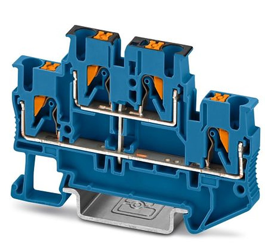 Phoenix Contact 3000715 PTTB 2.5-PV BU Series Double Level Terminal Block Blue, 0.14mm², 4 mm², 2-Level, Push-in,