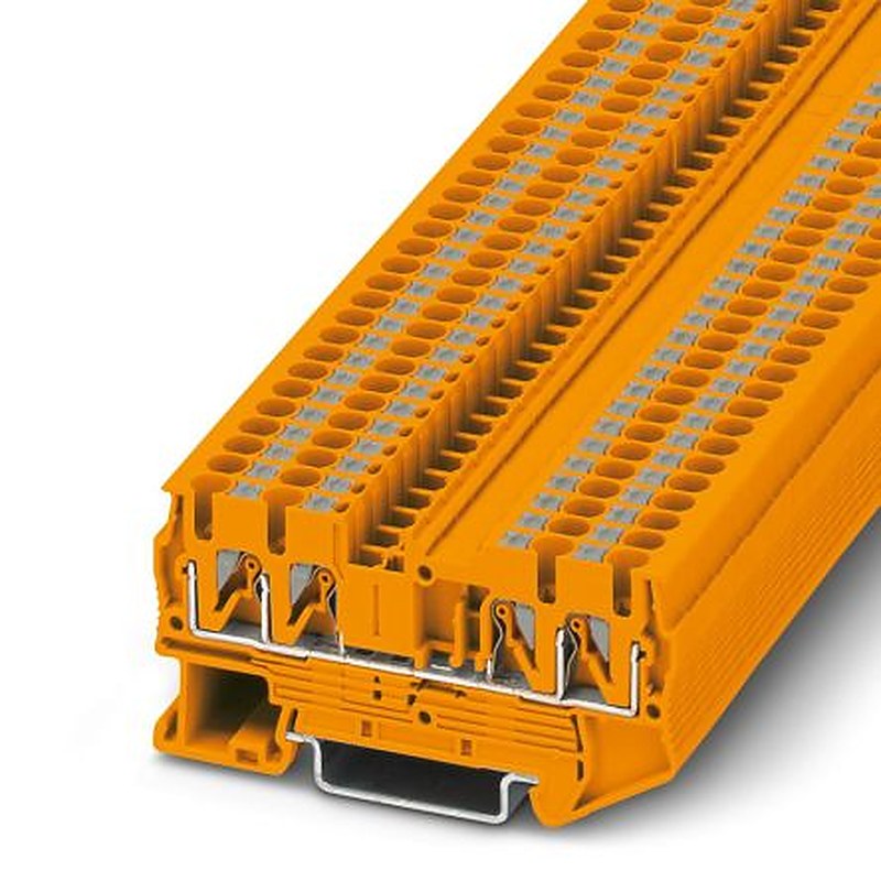 Phoenix Contact 3001373 PT 2.5-QUATTRO OG Series Feed Through Terminal Block Orange, 0.14mm², 4 mm², 1-Level, Push-in
