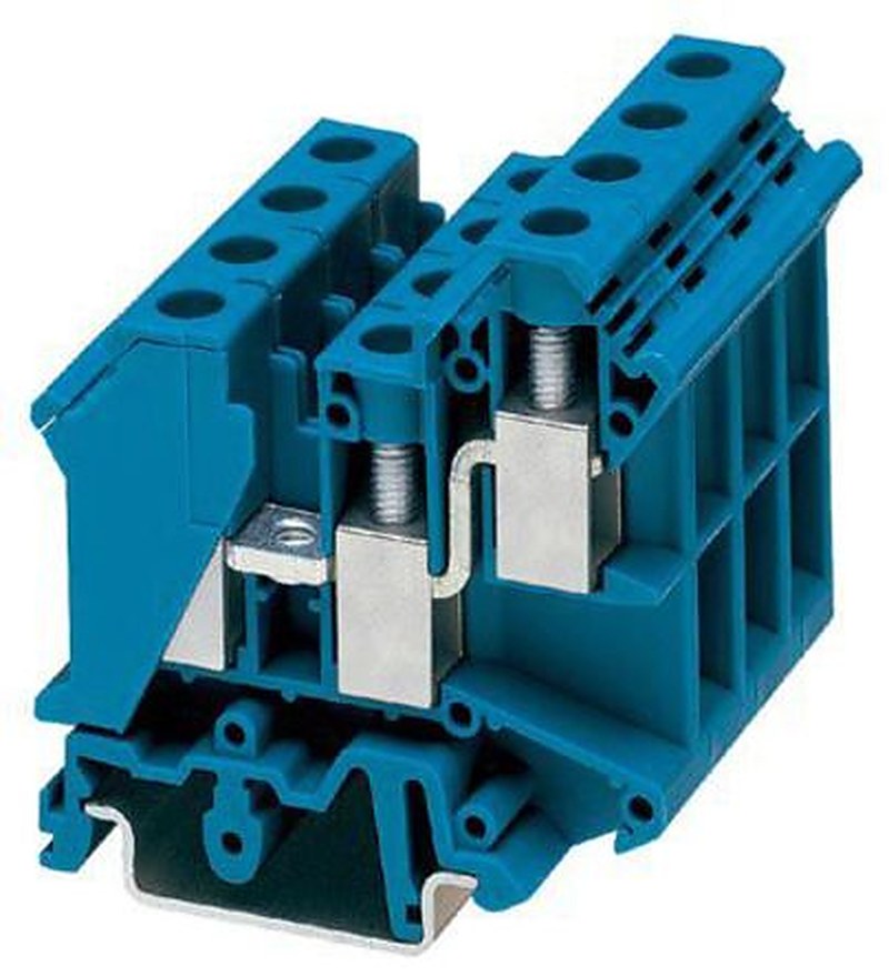 Phoenix Contact 3005235 UK 10-TWIN BU Series Feed Through Terminal Block Blue, 0.5mm², 10 mm², 2-Level Fused, Screw
