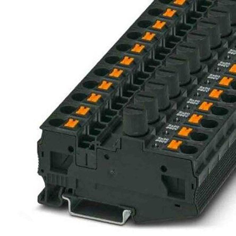 Phoenix Contact 3025046 PT Series Fuse Modular Terminal Block Black, 0.5mm², 10 mm², 1-Level, Push-in