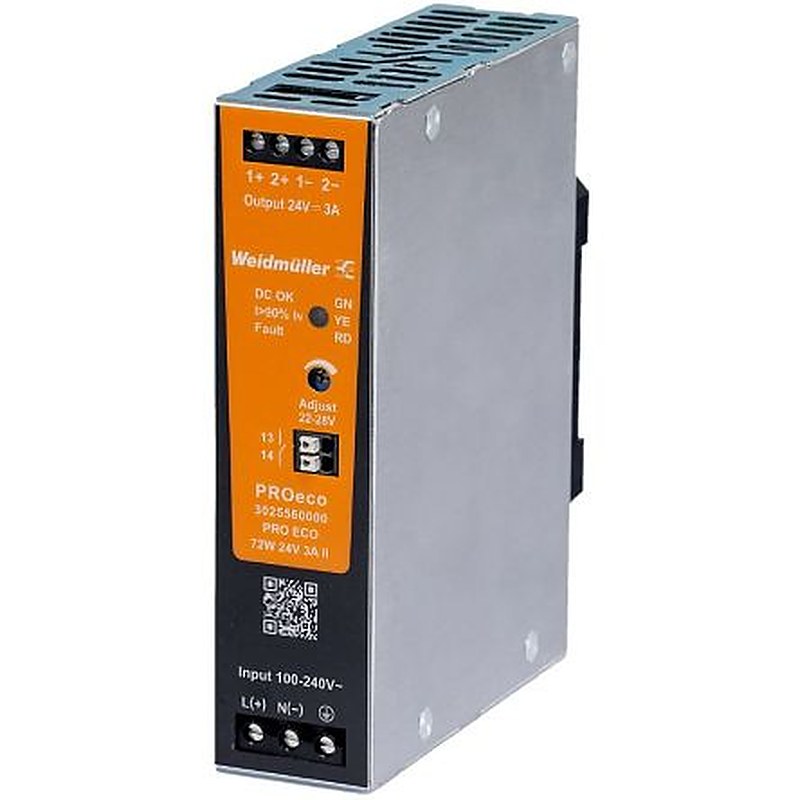 Weidmüller Power Supply, 3025560000 28V, 3A, 82.8 VA, Input 85V ac to 264V ac