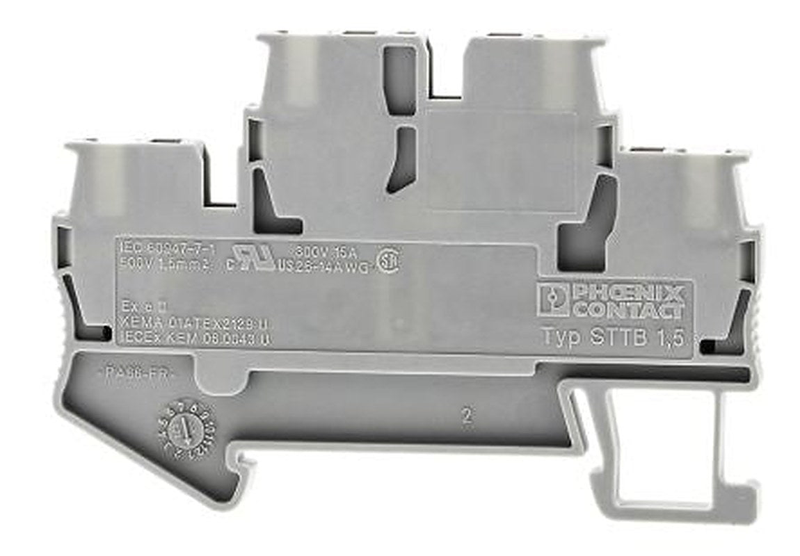 Phoenix Contact 3031157 Double Level Terminal Block Grey, 0.08mm², 1.5 mm², 2-Level, Spring Cage, IECEx, ATEX