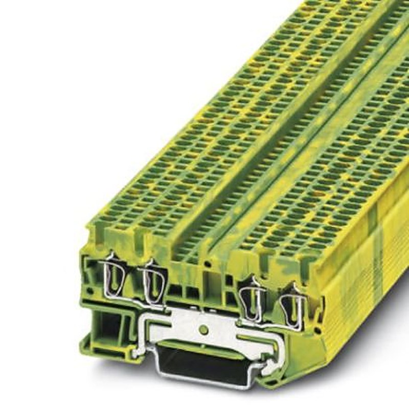 Phoenix Contact 3031209 ST 1.5-QUATTRO-PE Series Feed Through Terminal Block Green, Yellow, 1.5mm², 1-Level, Spring Cage