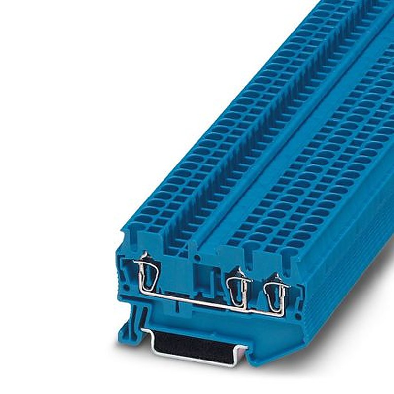 Phoenix Contact 3031254 ST 2.5-TWIN BU Series Feed Through Terminal Block Blue, 0.08mm², 4 mm², Spring Cage