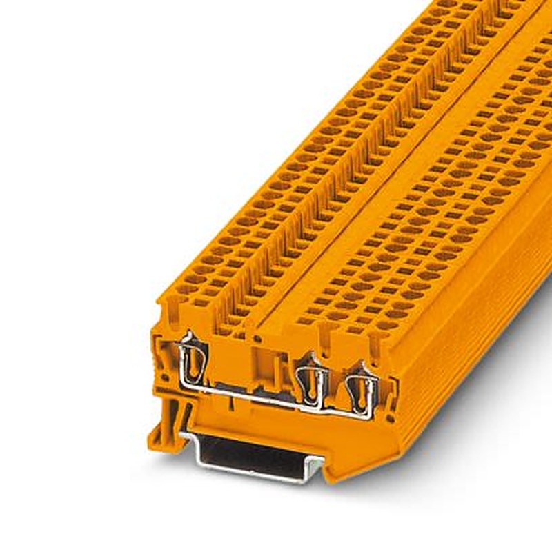 Phoenix Contact 3031982 ST Series Feed Through Terminal Block Orange, 2.5mm², 1-Level, Spring Cage, UKCA-EX, IECEx, ATEX