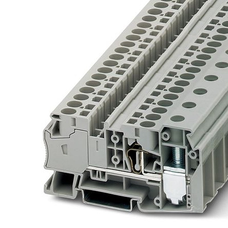 Phoenix Contact 3033126 STU 35/ 4X10 Series Fused DIN Rail Terminal Grey, 1.5mm², 50 mm², 1-Level Fused, Spring Cage