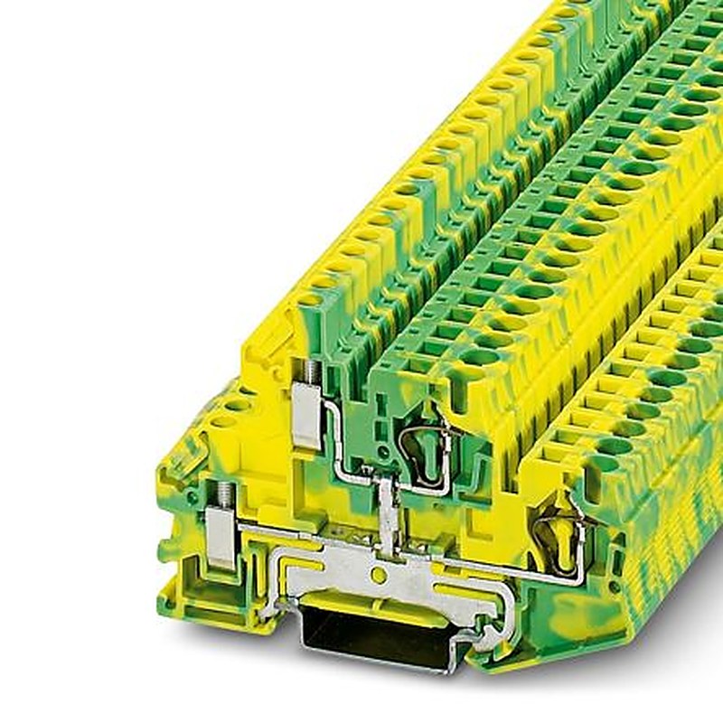 Phoenix Contact 3033171 STTBU 4-PE Series Double Level Terminal Block Yellow, Green, 0.08mm², 6 mm², 2-Level, Spring