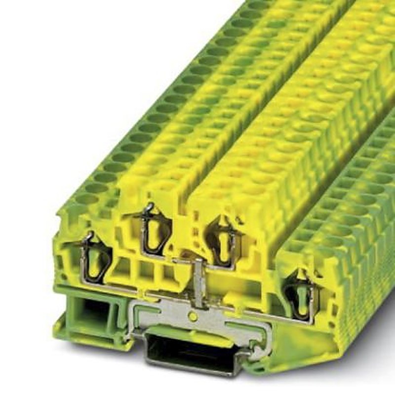 Phoenix Contact 3036039 STTB 4-PE Series Feed Through Terminal Block Green, Yellow, 0.08mm², 6 mm², 2-Level, Spring