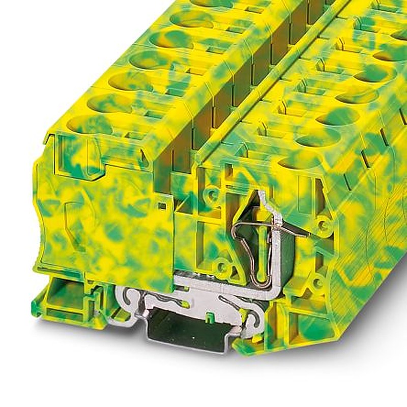 Phoenix Contact 3036194 ST 35-PE Series Earth Terminal Block Yellow, Green, 2.5mm², 35 mm², 1-Level, Spring Cage, IECEx,