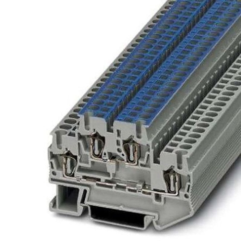 Phoenix Contact 3036330 STTB Series DIN Rail Terminal Block Grey, 0.08mm², 4 mm², 2-Level, Spring Clamp