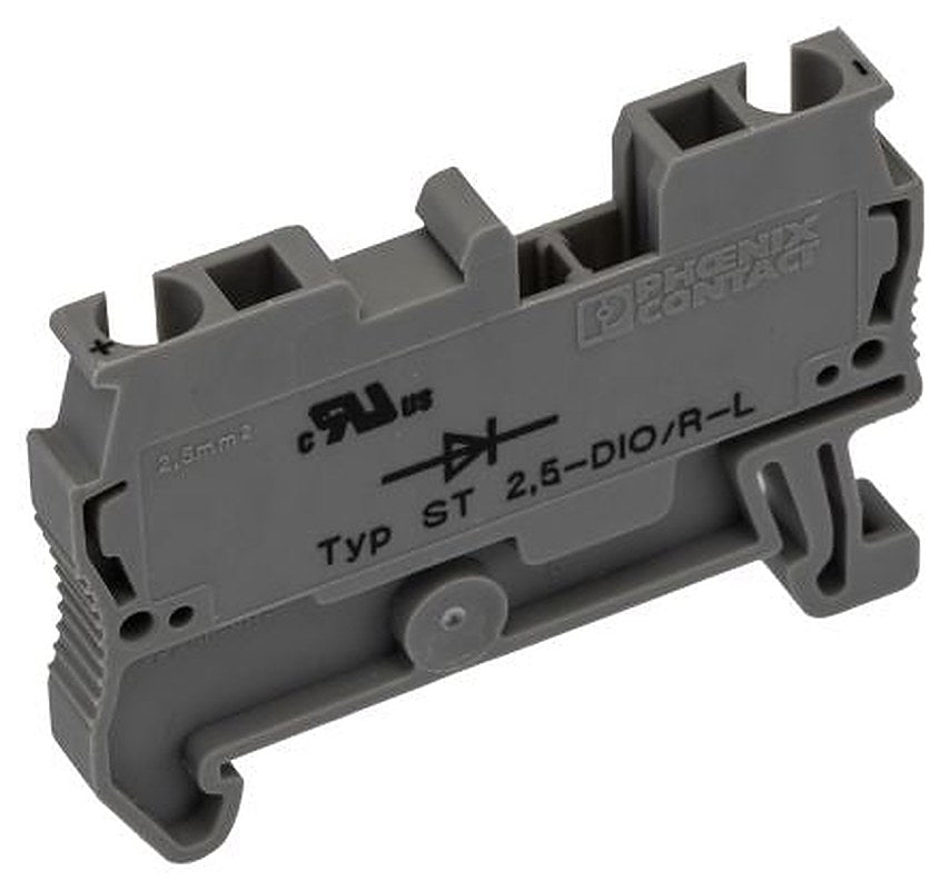 Phoenix Contact 3036518 ST 2.5-DIO/R-L Series DIN Rail Terminal Block Grey, 0.08mm², 4 mm², 1-Level, Spring Cage