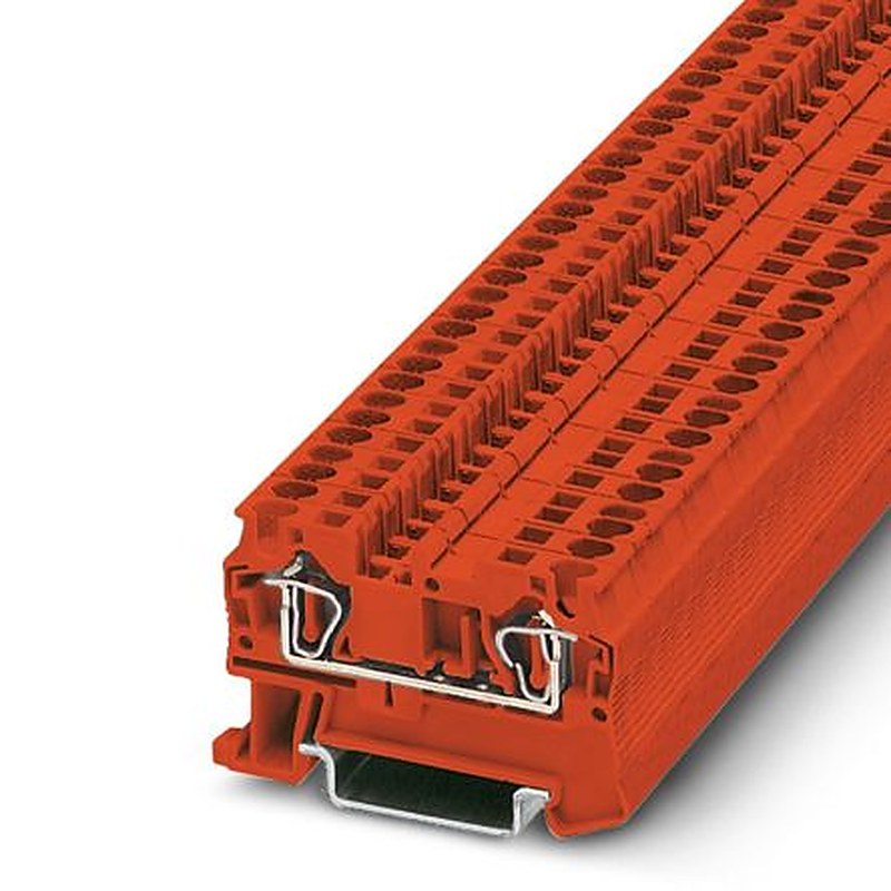 Phoenix Contact 3037151 ST 4 RD Series Feed Through Terminal Block Red, 4mm², 1-Level, Spring Cage