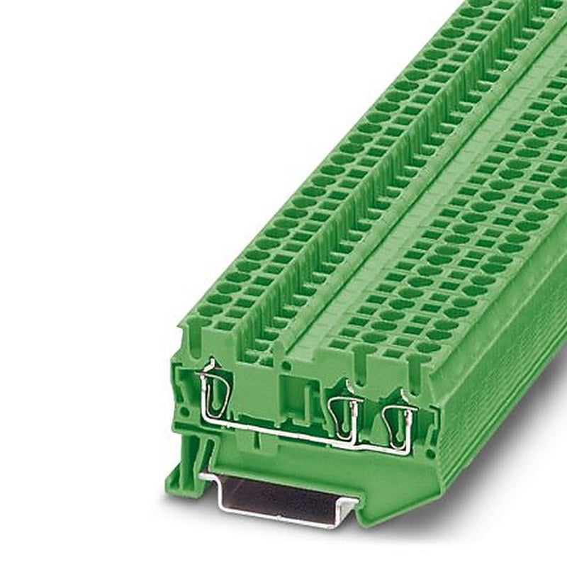 Phoenix Contact 3037326 ST 2.5-TWIN GN Series DIN Rail Terminal Block Green, 0.08mm², 4 mm², 1-Level, Spring Cage,