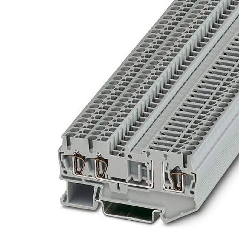 Phoenix Contact 3038448 ST 2.5-TWIN-TG Series DIN Rail Terminal Block Grey, 0.08mm², 4 mm², 1-Level, Spring Cage