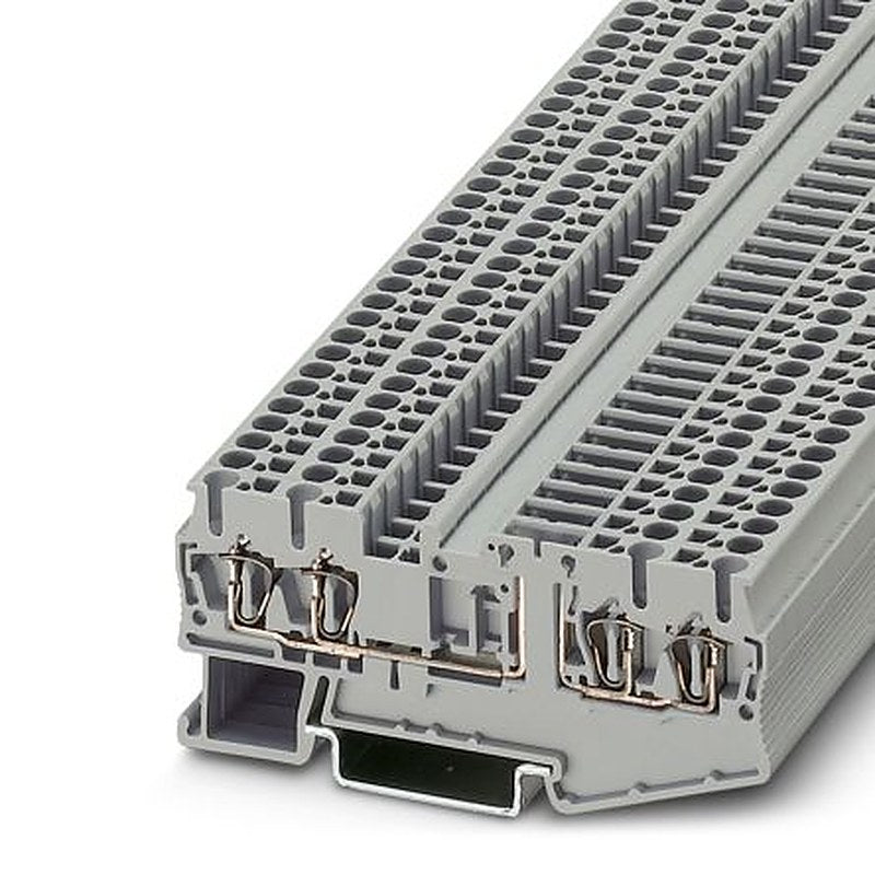 Phoenix Contact 3038451 ST 2.5-QUATTRO-TG Series DIN Rail Terminal Block Grey, 0.08mm², 4 mm², 1-Level, Spring Cage,