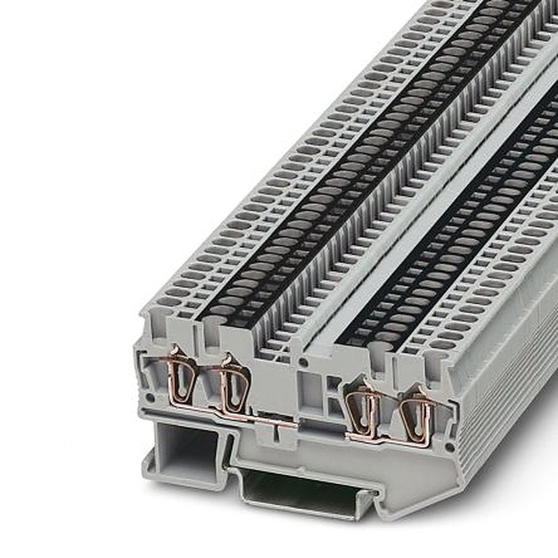 Phoenix Contact 3038600 ST 1.5-QUATTRO-U Series Feed Through Terminal Block Grey, 1.5mm², 1-Level, Spring Cage