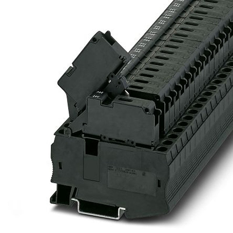 Phoenix Contact 3038765 ST 4-HESILED 24 (6.3X32) Series Non-Fuse DIN Rail Terminal Black, 1-Level, Spring Cage