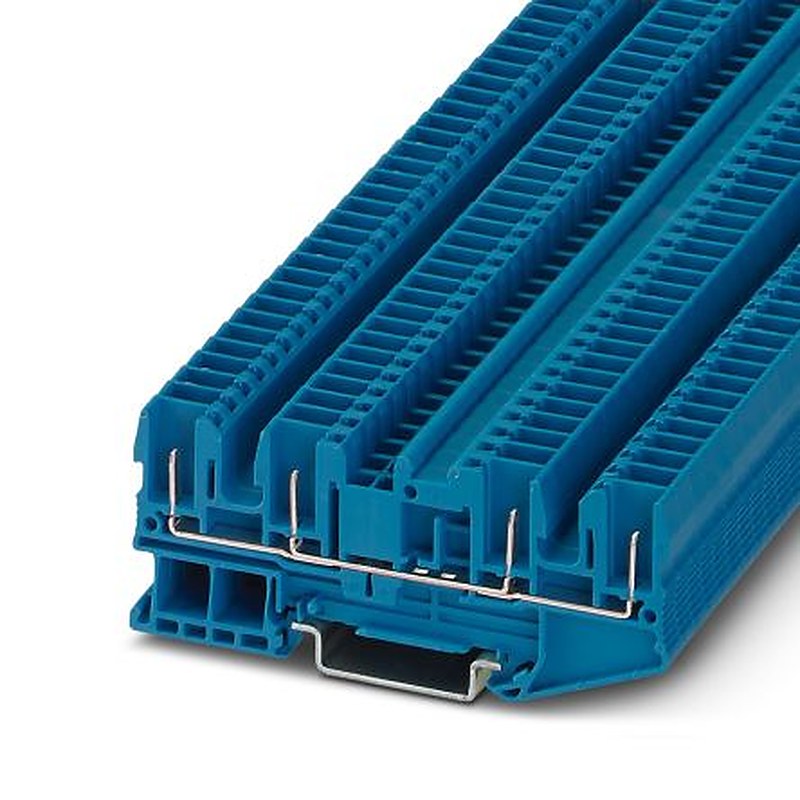 Phoenix Contact 3042081 ST 2.5-QUATTRO/4PBU Series Feed Through Terminal Block Blue, 2.5mm², 1-Level, Plug-In