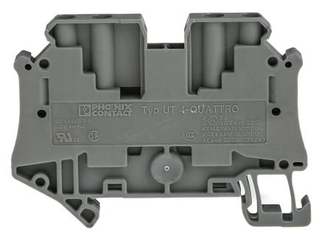 Phoenix Contact 3044571 UT 4 - QUATTRO Series Feed Through Terminal Block Grey, 0.14mm², 6 mm², 1-Level, Screw, ATEX,