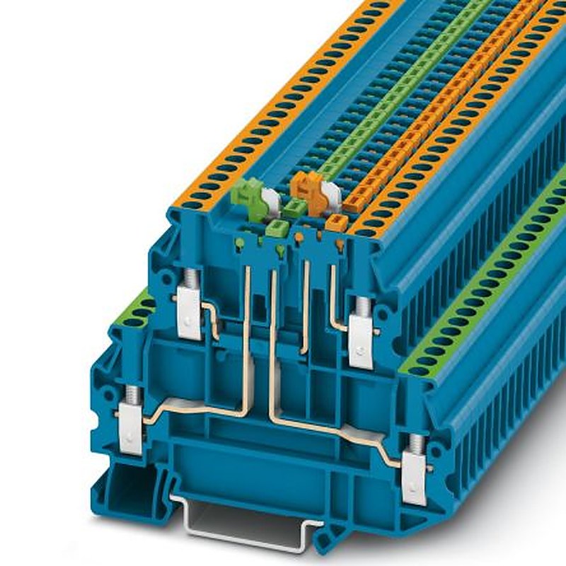 Phoenix Contact 3044680 UTT 2 Series Knife Disconnect Terminal Block Blue, 0.14mm², 4 mm², 2-Level, Screw