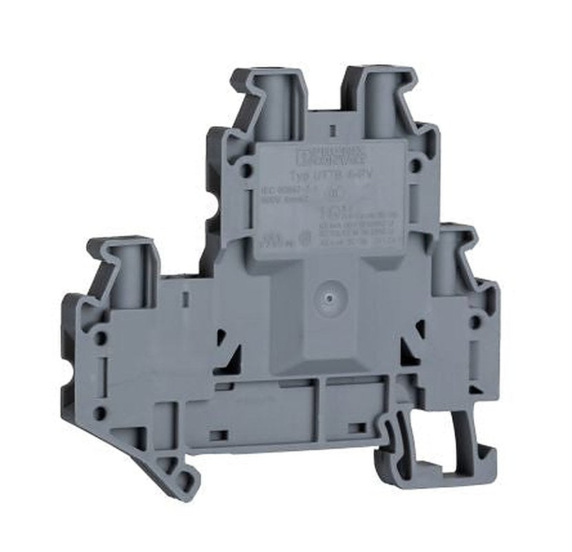 Phoenix Contact 3044733 UTTB4-PV Series Double Level Terminal Block Grey, 0.14mm², 6 mm², 2-Level, Screw, IECEx KEM