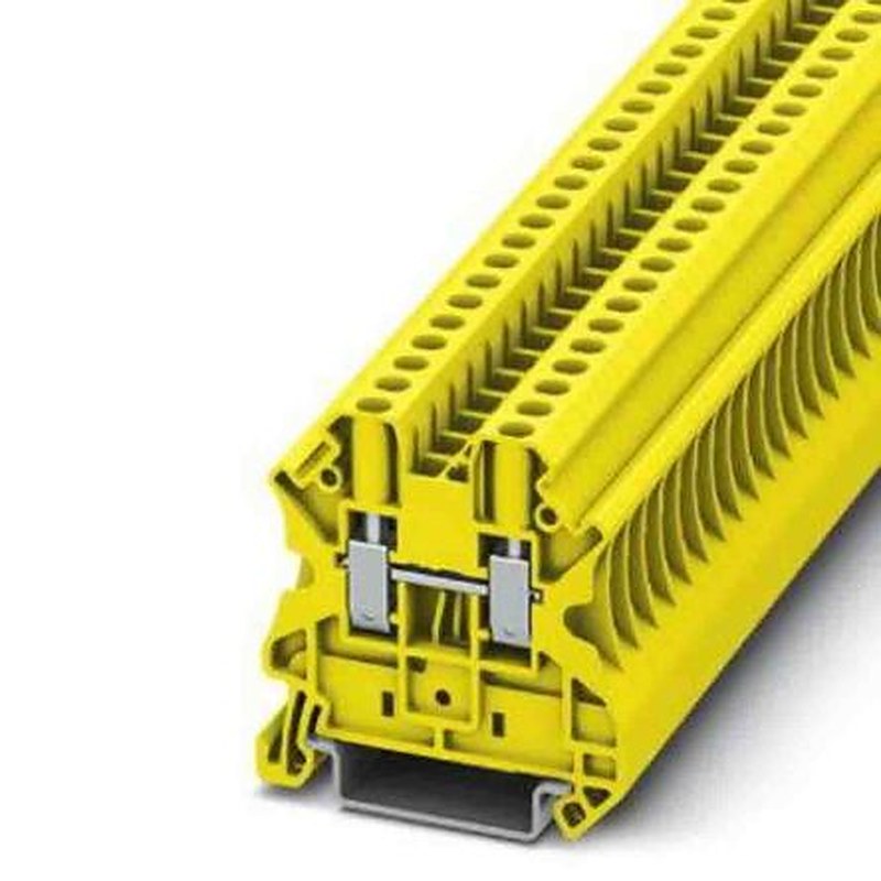 Phoenix Contact 3045114 UT 4 Series Feed Through Terminal Block Yellow, 0.14mm², 6 mm², 1-Level, Screw, IECEx/ATEX