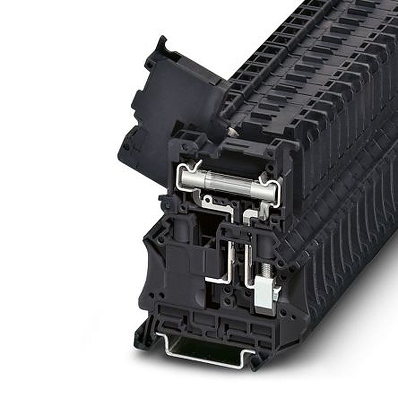 Phoenix Contact 3046401 UT 6-HESI (6.3X32) Series Fuse Modular Terminal Block Black, 1-Level Fused, Screw