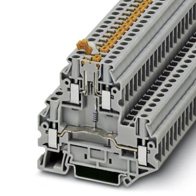 Phoenix Contact 3046773 UTTB 4-MT P/P LA 24 RD/O-U Series Knife Disconnect Terminal Block Grey, 0.14mm², 6 mm², 2-Level,