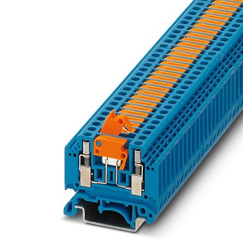 Phoenix Contact 3104123 MTK-P/P MIT SPERRE BU Series Knife Disconnect Terminal Block Blue, 0.2mm², 4 mm², 1-Level, Screw