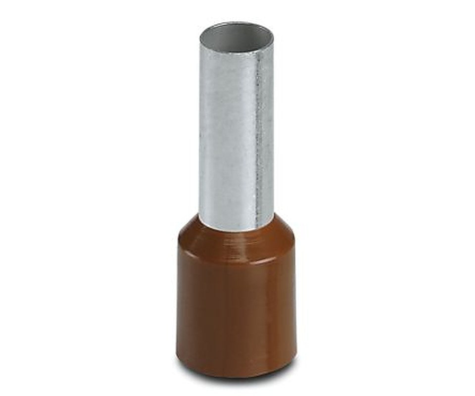 Phoenix Contact, AI 10 -12 BN Insulated Crimp Bootlace Ferrule, 12 mm Pin Length, 4.6 mm Pin Diameter, Brown to 10 AWG