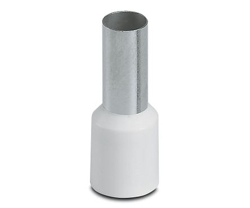 Phoenix Contact, AI Insulated Crimp Bootlace Ferrule, 12 mm Pin Length, 6 mm Pin Diameter, White to 6 AWG Wire Size