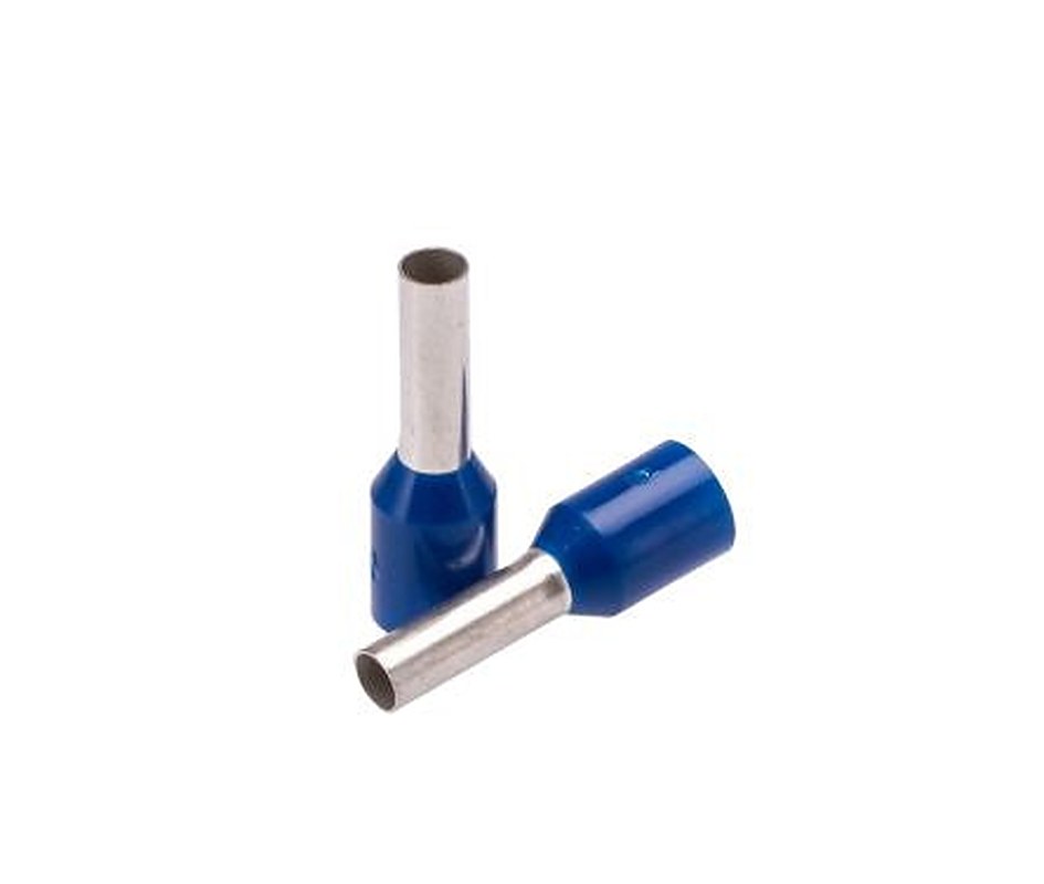 Phoenix Contact, AI2.5 - 8 BU Insulated Ferrule, 8 mm Pin Length, 2.3 mm Pin Diameter, Blue to 14 AWG Wire Size